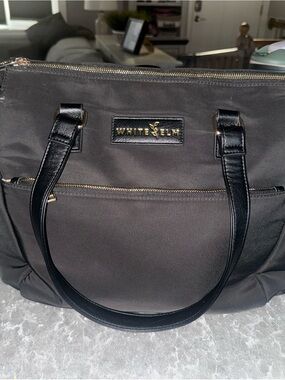 White Plum Black Women's Tote Bag with Gold Accents